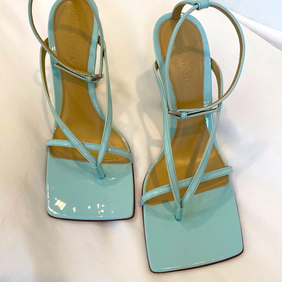 Bottega Veneta Stretch Sandal Laquer Pale Blue Size 38 - Picture 2 of 9